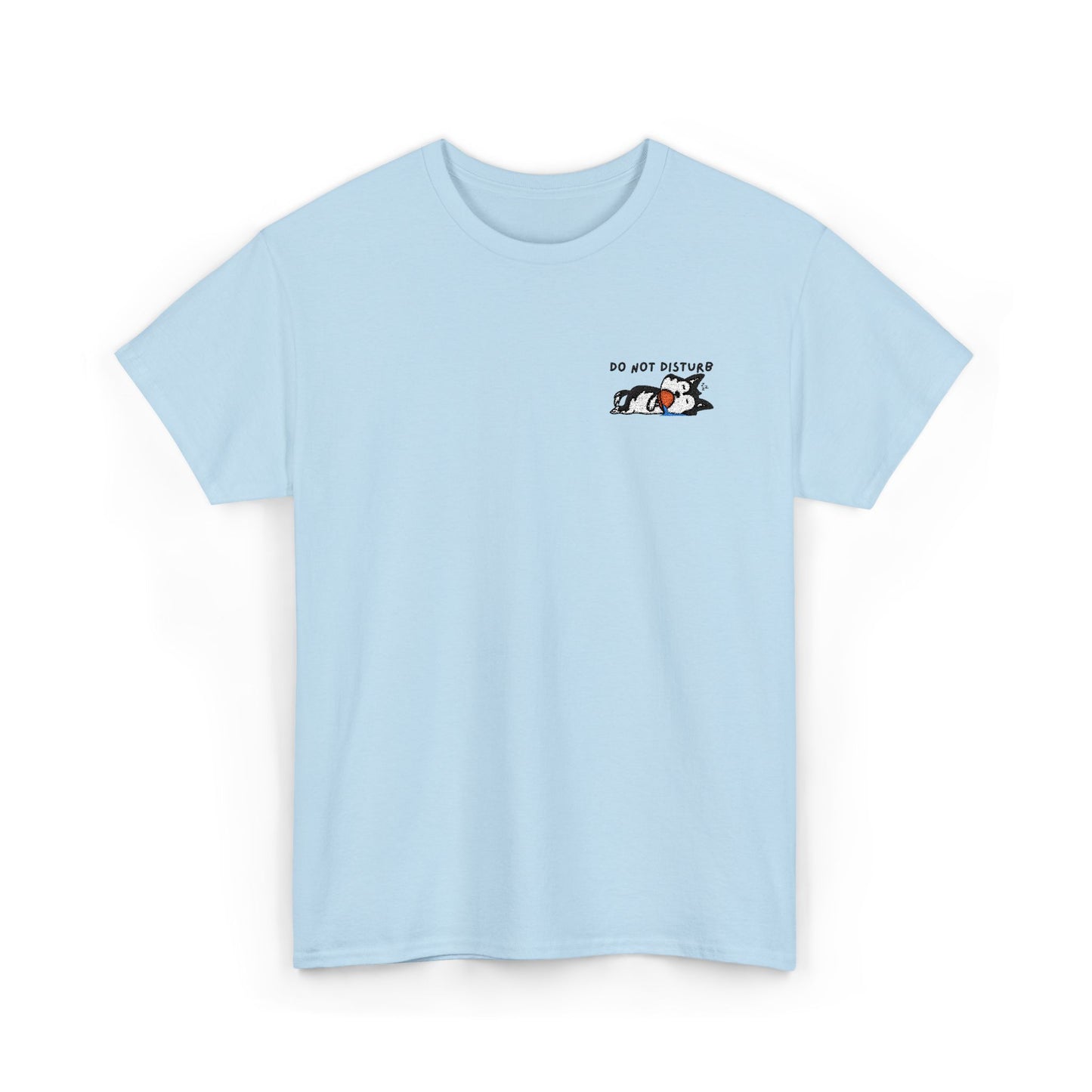 Do Not Disturb Sleepy Dog Embroidered Unisex Graphic Tee, Cozy Cotton Casual Shirt, Everyday Wear, Perfect Gift for Friends, Fun Quote T-Shirt