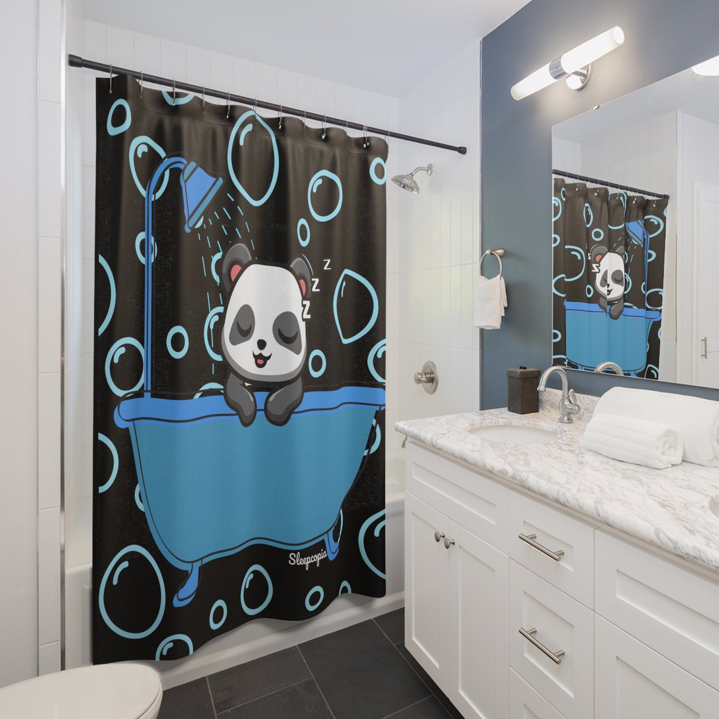 Sleepy Panda Shower Curtain, Bathroom Decor, Kids Room, Nursery Gift, Fun and Playful Vibe, Ideal for Baby Showers