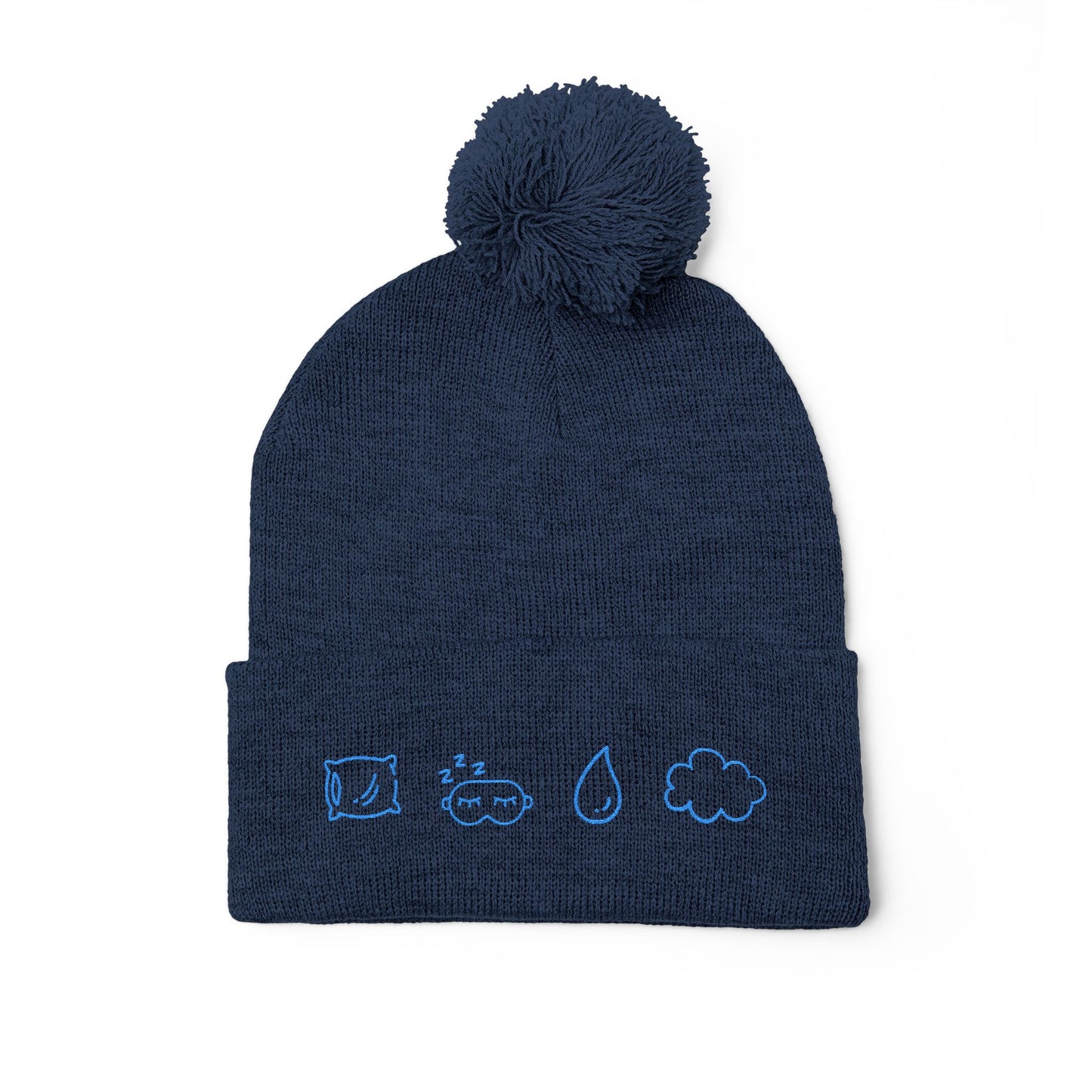Cozy Pom-Pom Knit Cap, Winter Hat, Embroidered Beanie, Gift for Her, Outdoor Accessories, Holiday Essentials