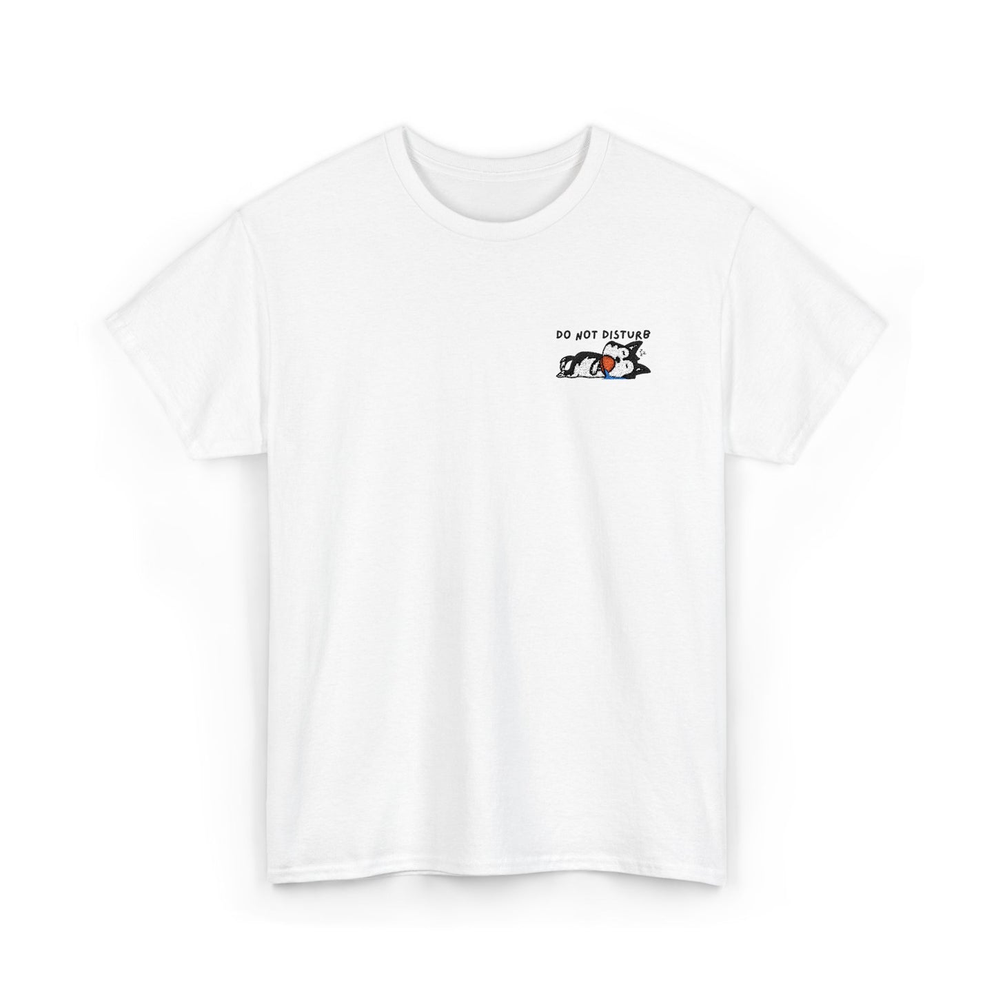 Do Not Disturb Sleepy Dog Embroidered Unisex Graphic Tee, Cozy Cotton Casual Shirt, Everyday Wear, Perfect Gift for Friends, Fun Quote T-Shirt