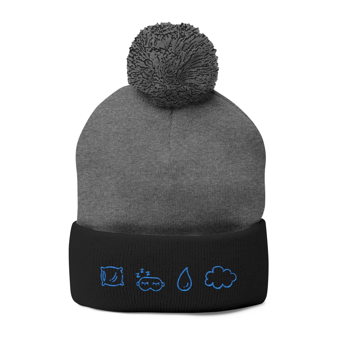Cozy Pom-Pom Knit Cap, Winter Hat, Embroidered Beanie, Gift for Her, Outdoor Accessories, Holiday Essentials