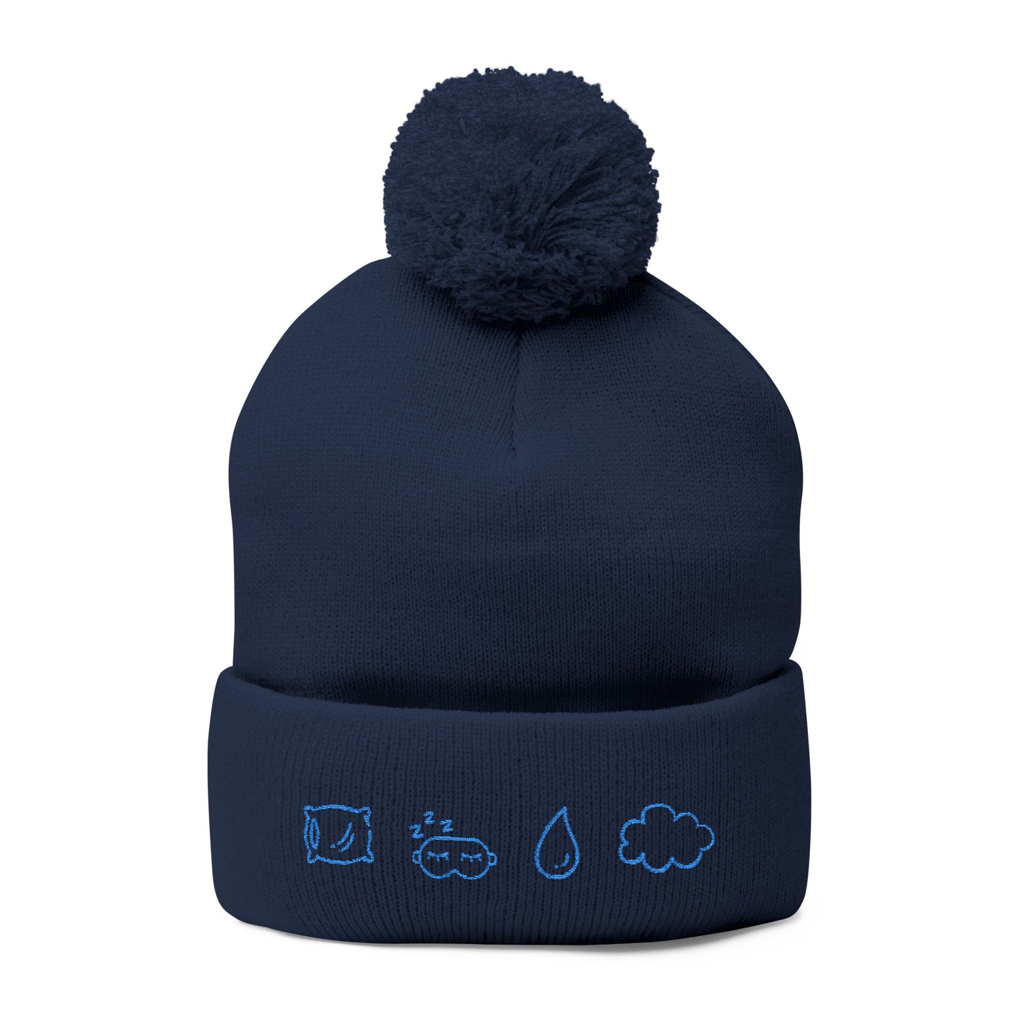 Cozy Pom-Pom Knit Cap, Winter Hat, Embroidered Beanie, Gift for Her, Outdoor Accessories, Holiday Essentials