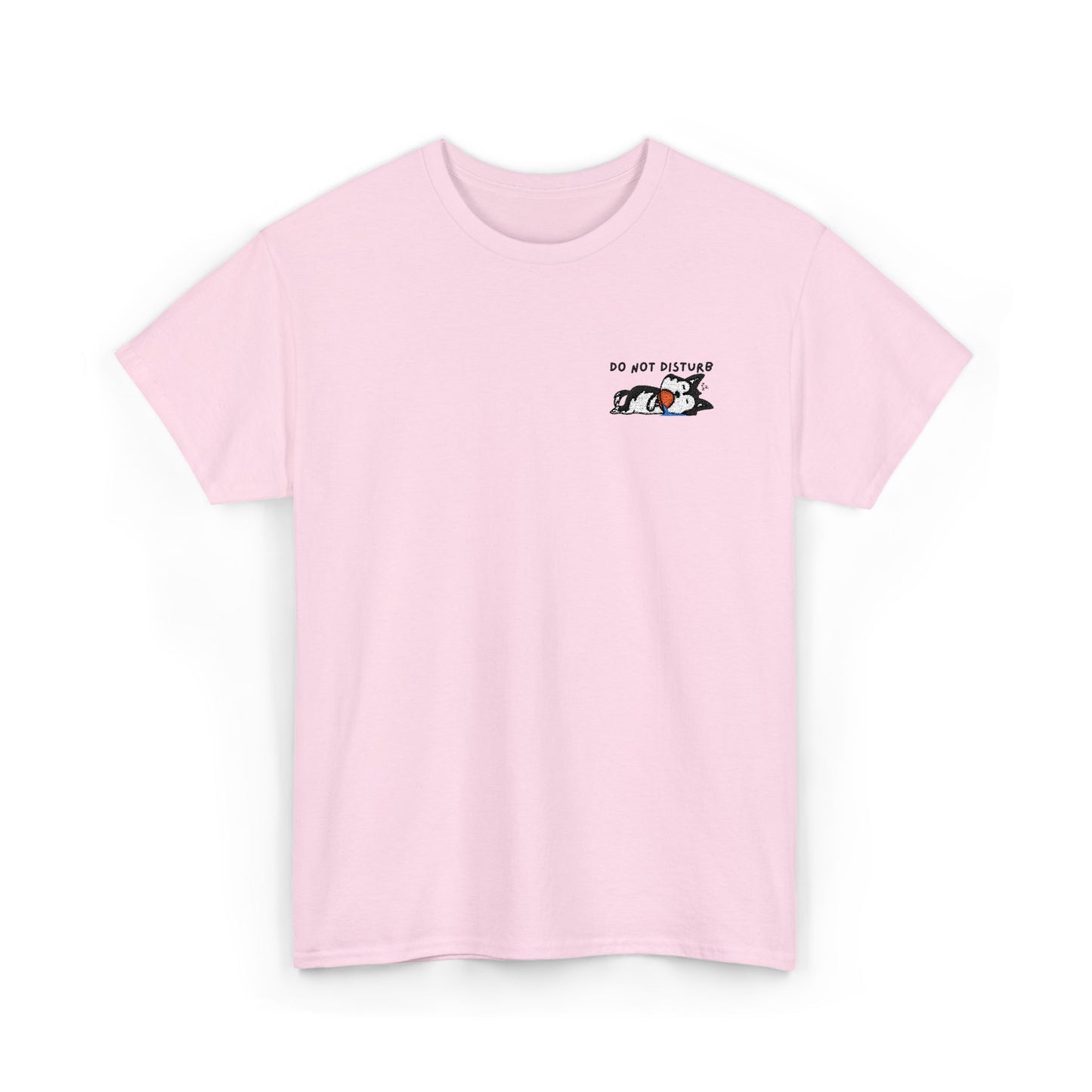 Do Not Disturb Sleepy Dog Embroidered Unisex Graphic Tee, Cozy Cotton Casual Shirt, Everyday Wear, Perfect Gift for Friends, Fun Quote T-Shirt