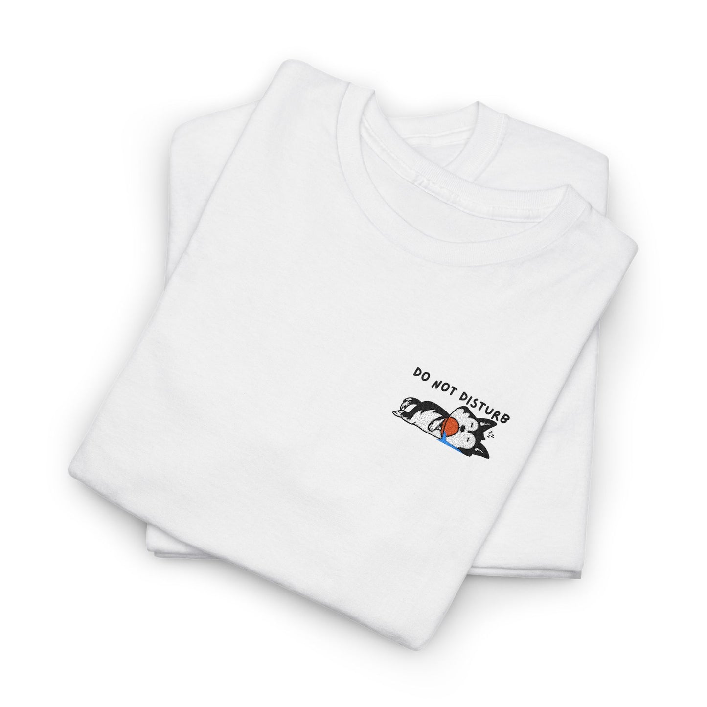 Do Not Disturb Sleepy Dog Embroidered Unisex Graphic Tee, Cozy Cotton Casual Shirt, Everyday Wear, Perfect Gift for Friends, Fun Quote T-Shirt