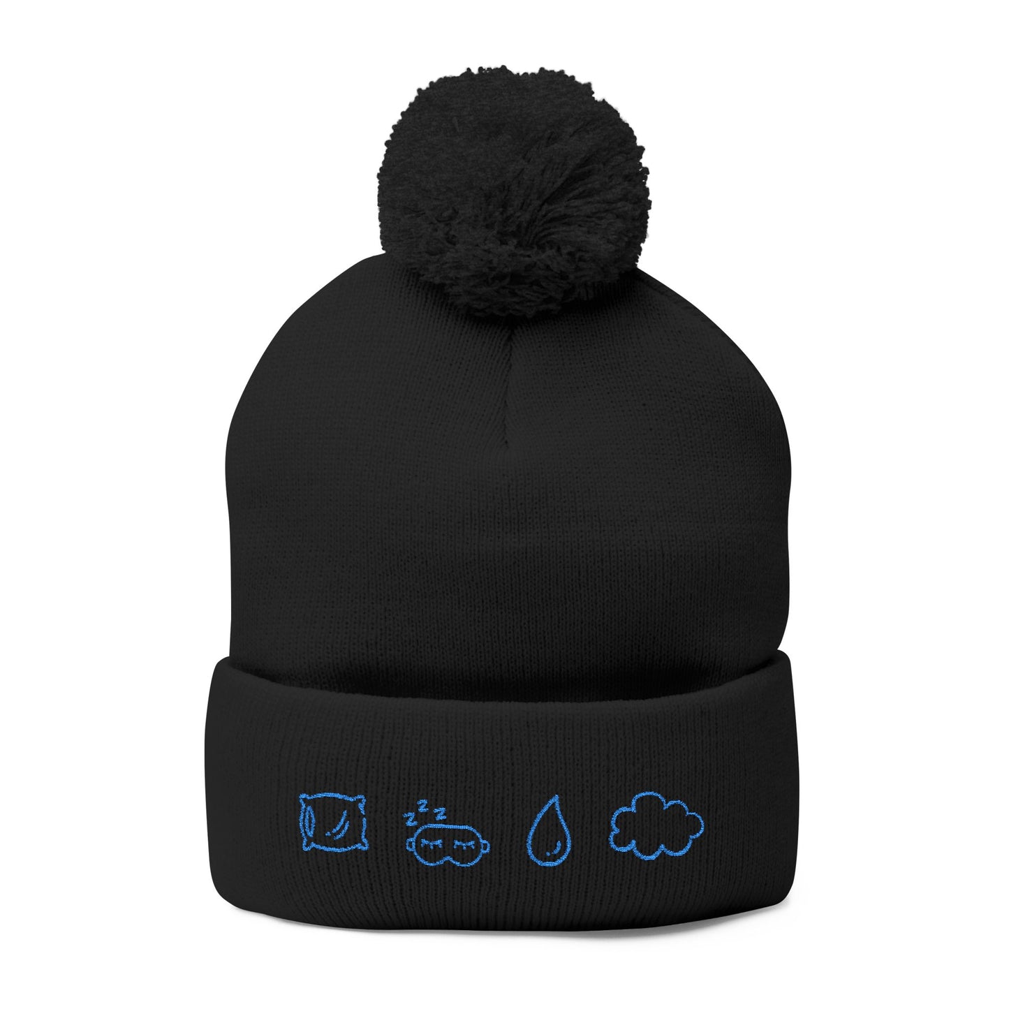 Cozy Pom-Pom Knit Cap, Winter Hat, Embroidered Beanie, Gift for Her, Outdoor Accessories, Holiday Essentials