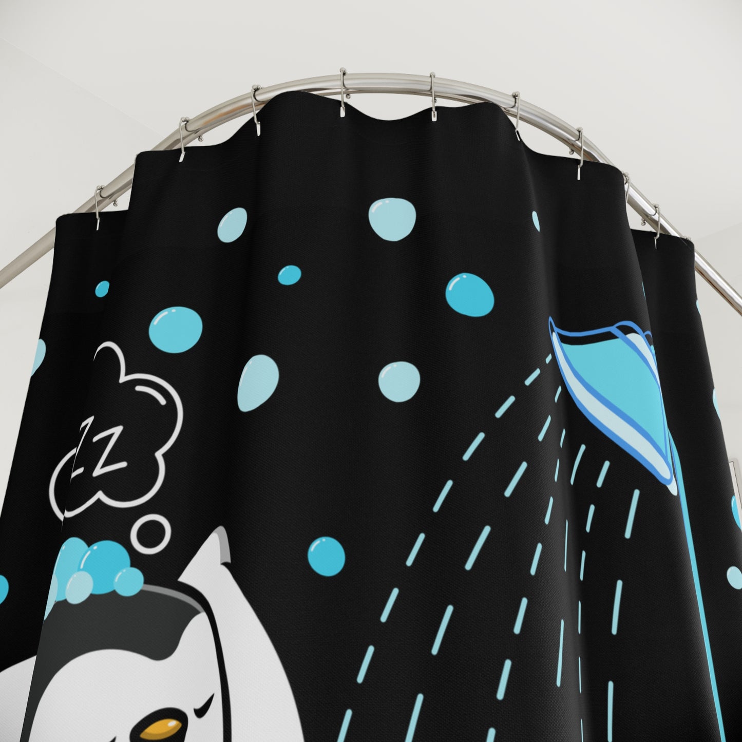 Cute Penguin Shower Curtain, Fun Bathroom Decor, Spa Vibe, Gift for Animal Lovers, Cozy Home Accessory