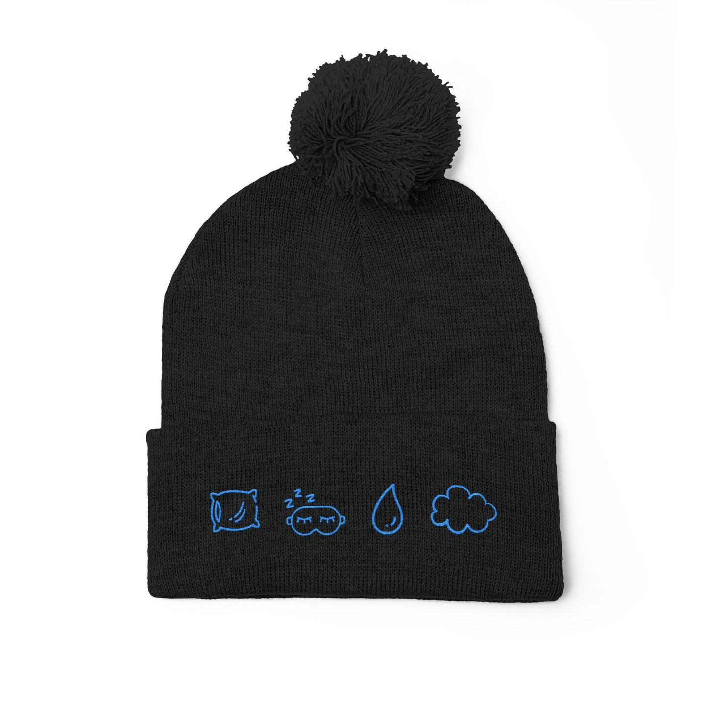 Cozy Pom-Pom Knit Cap, Winter Hat, Embroidered Beanie, Gift for Her, Outdoor Accessories, Holiday Essentials