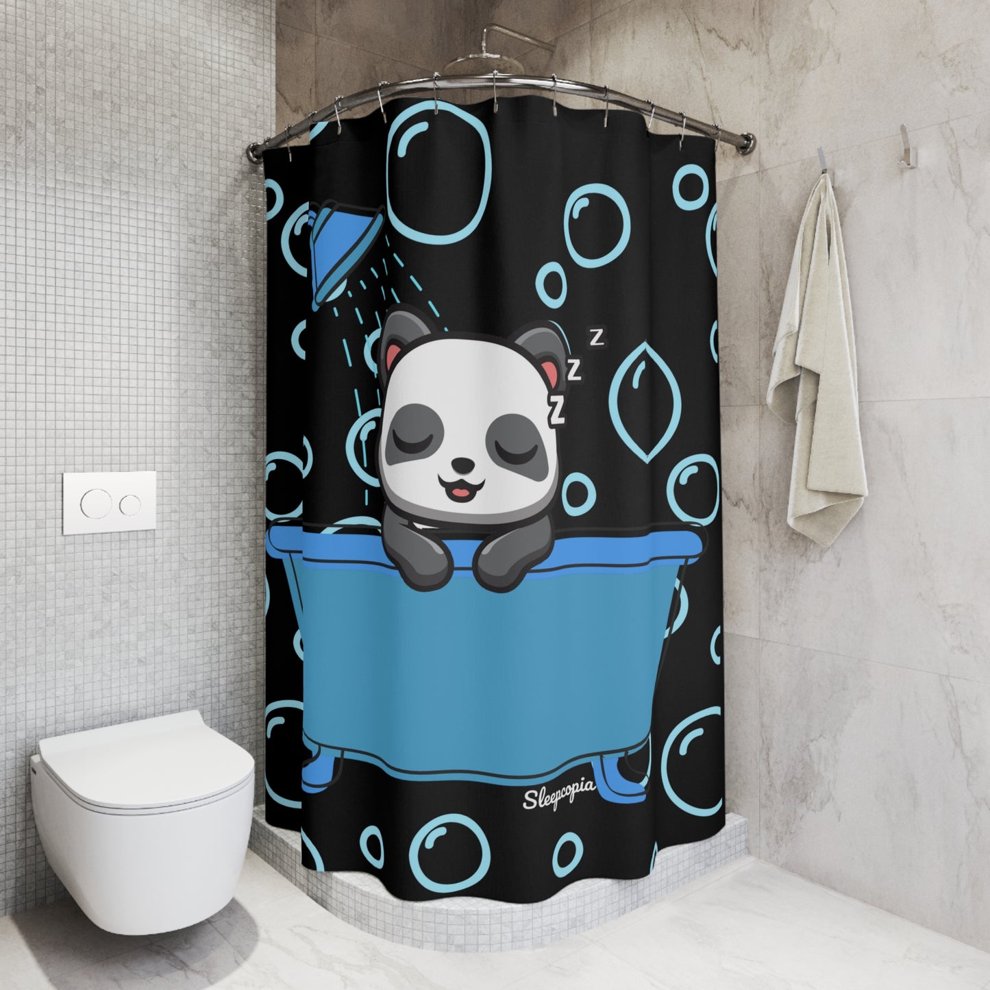 Sleepy Panda Shower Curtain, Bathroom Decor, Kids Room, Nursery Gift, Fun and Playful Vibe, Ideal for Baby Showers