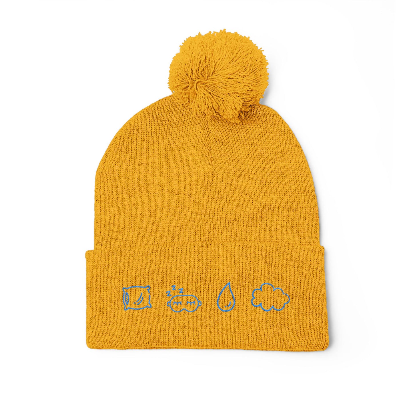 Cozy Pom-Pom Knit Cap, Winter Hat, Embroidered Beanie, Gift for Her, Outdoor Accessories, Holiday Essentials