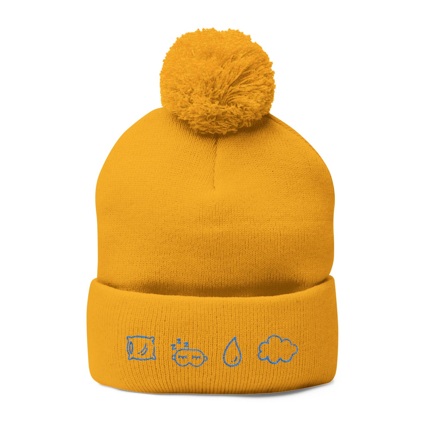 Cozy Pom-Pom Knit Cap, Winter Hat, Embroidered Beanie, Gift for Her, Outdoor Accessories, Holiday Essentials