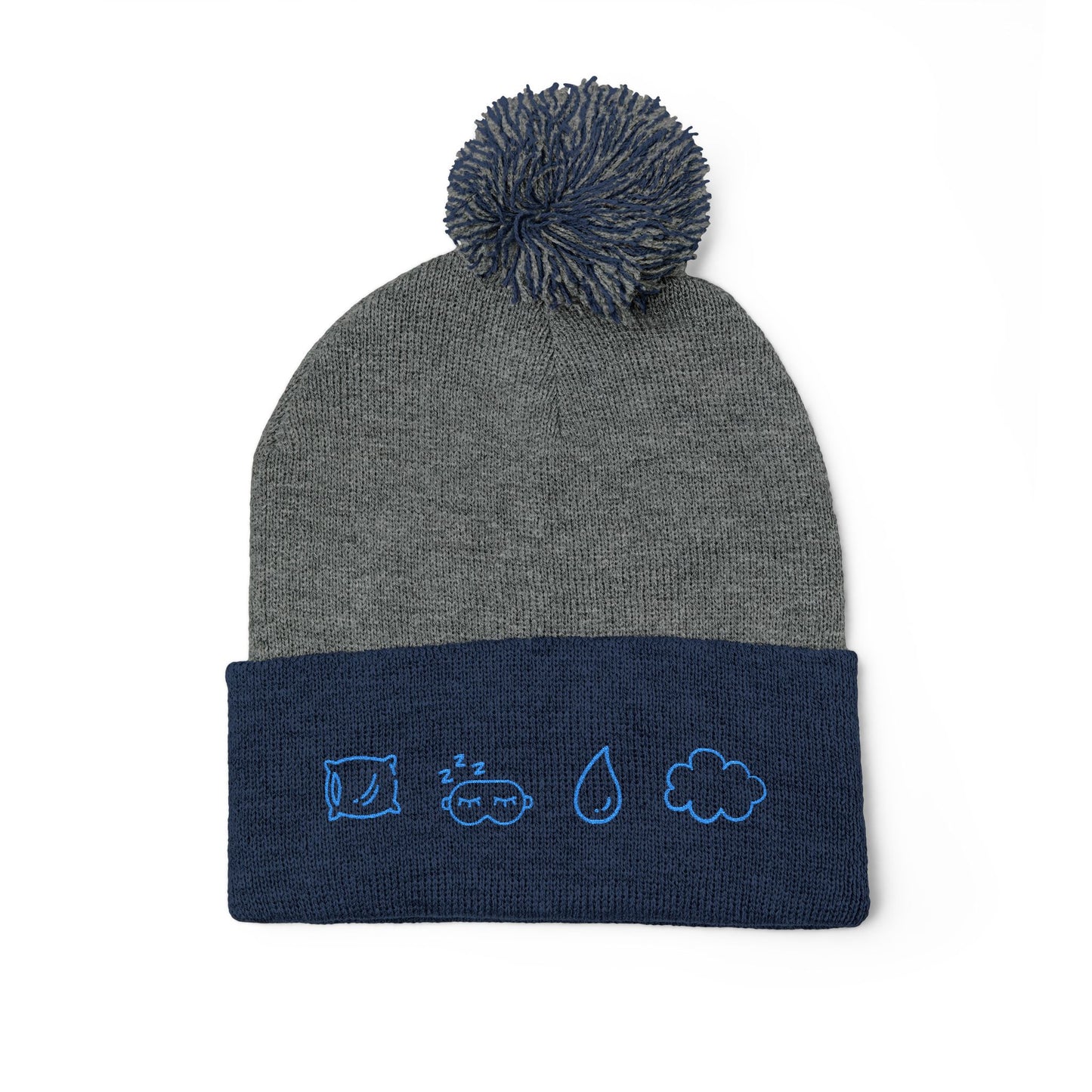 Cozy Pom-Pom Knit Cap, Winter Hat, Embroidered Beanie, Gift for Her, Outdoor Accessories, Holiday Essentials