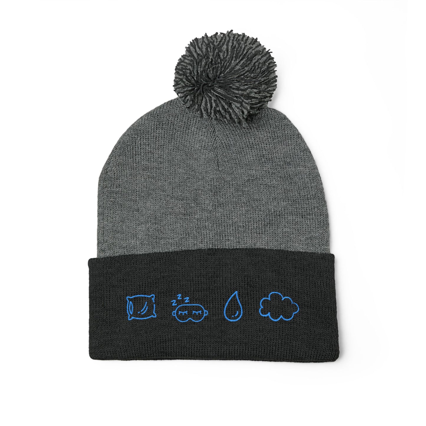Cozy Pom-Pom Knit Cap, Winter Hat, Embroidered Beanie, Gift for Her, Outdoor Accessories, Holiday Essentials