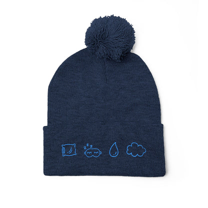 Cozy Pom-Pom Knit Cap, Winter Hat, Embroidered Beanie, Gift for Her, Outdoor Accessories, Holiday Essentials
