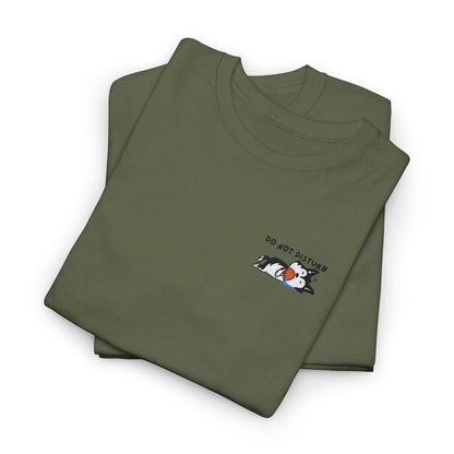 Do Not Disturb Sleepy Dog Embroidered Unisex Graphic Tee, Cozy Cotton Casual Shirt, Everyday Wear, Perfect Gift for Friends, Fun Quote T-Shirt