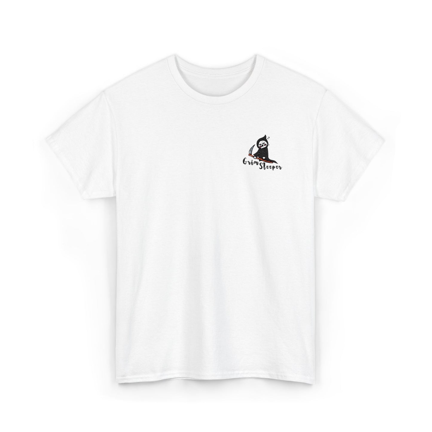 Grim Sleeper Embroidered Unisex Tee, Cool Halloween Cotton T-Shirt