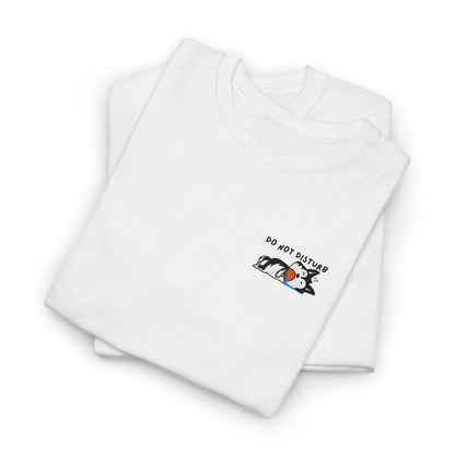 Do Not Disturb Sleepy Dog Embroidered Unisex Graphic Tee, Cozy Cotton Casual Shirt, Everyday Wear, Perfect Gift for Friends, Fun Quote T-Shirt