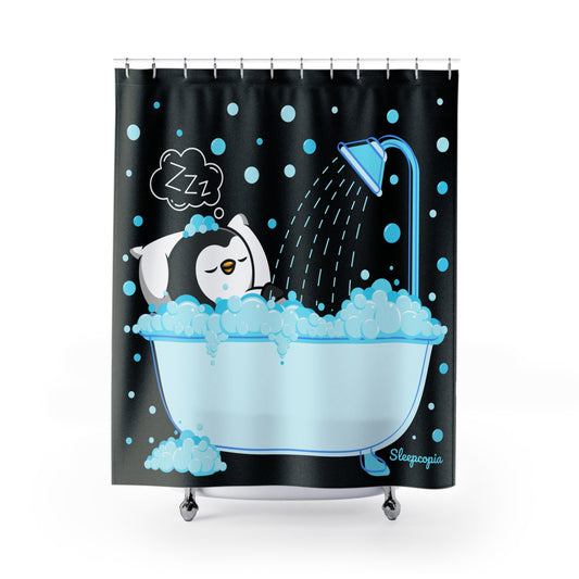 Cute Penguin Shower Curtain, Fun Bathroom Decor, Spa Vibe, Gift for Animal Lovers, Cozy Home Accessory