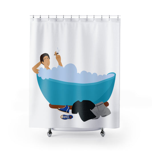 Relaxing Bathtub Shower Curtain, Fun Bathroom Decor, Gift for Him, Unique Home Accent, Quirky Gift Idea