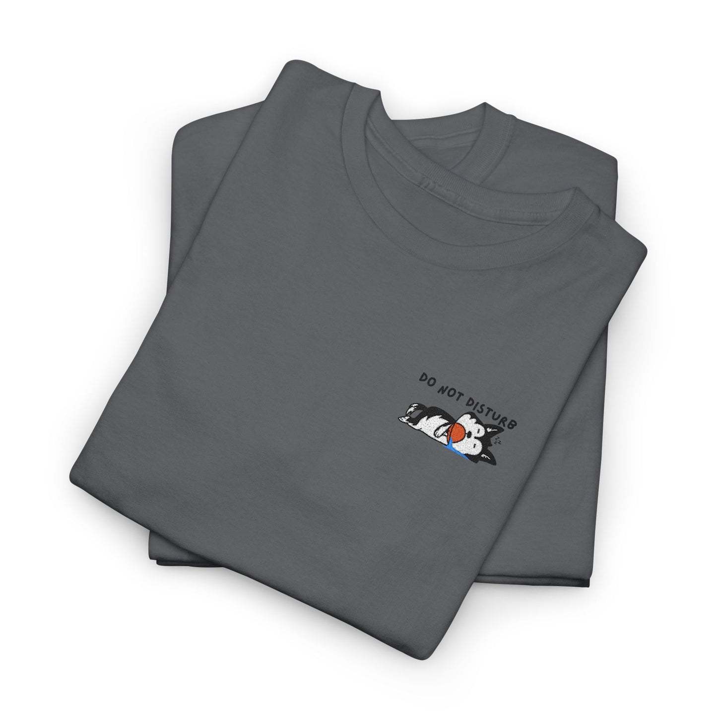 Do Not Disturb Sleepy Dog Embroidered Unisex Graphic Tee, Cozy Cotton Casual Shirt, Everyday Wear, Perfect Gift for Friends, Fun Quote T-Shirt