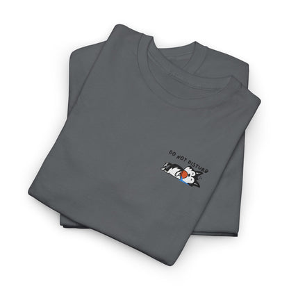 Do Not Disturb Sleepy Dog Embroidered Unisex Graphic Tee, Cozy Cotton Casual Shirt, Everyday Wear, Perfect Gift for Friends, Fun Quote T-Shirt