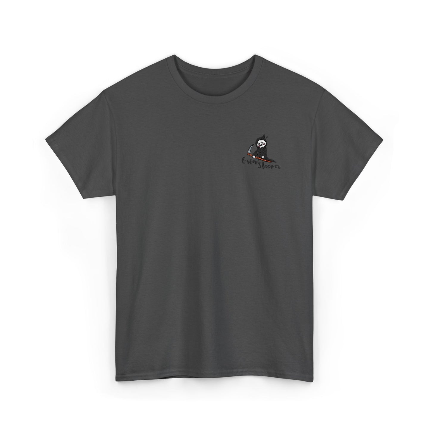 Grim Sleeper Embroidered Unisex Tee, Cool Halloween Cotton T-Shirt