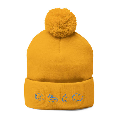 Cozy Pom-Pom Knit Cap, Winter Hat, Embroidered Beanie, Gift for Her, Outdoor Accessories, Holiday Essentials