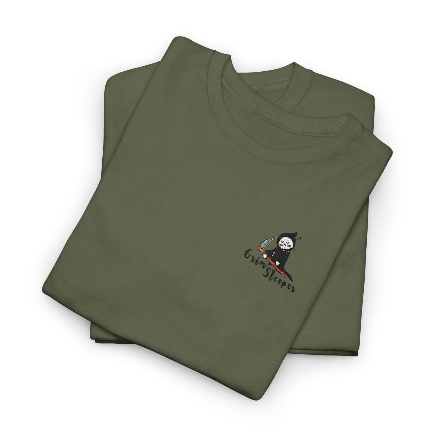Grim Sleeper Embroidered Unisex Tee, Cool Halloween Cotton T-Shirt