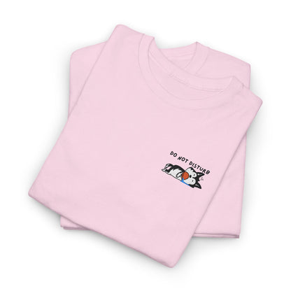 Do Not Disturb Sleepy Dog Embroidered Unisex Graphic Tee, Cozy Cotton Casual Shirt, Everyday Wear, Perfect Gift for Friends, Fun Quote T-Shirt