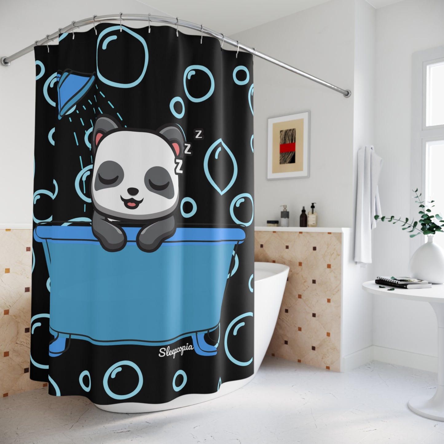 Sleepy Panda Shower Curtain, Bathroom Decor, Kids Room, Nursery Gift, Fun and Playful Vibe, Ideal for Baby Showers