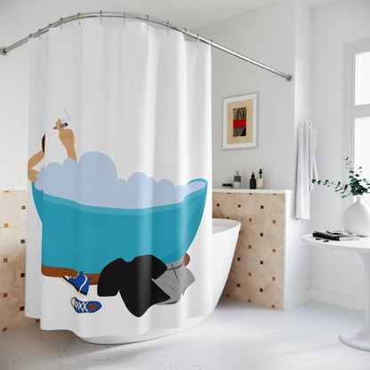 Relaxing Bathtub Shower Curtain, Fun Bathroom Decor, Gift for Him, Unique Home Accent, Quirky Gift Idea