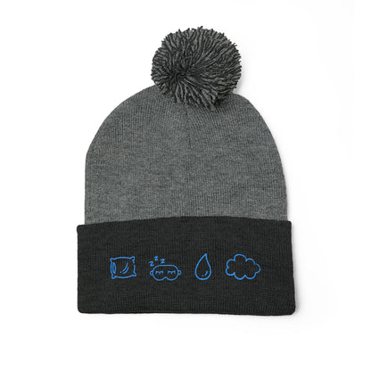 Cozy Pom-Pom Knit Cap, Winter Hat, Embroidered Beanie, Gift for Her, Outdoor Accessories, Holiday Essentials