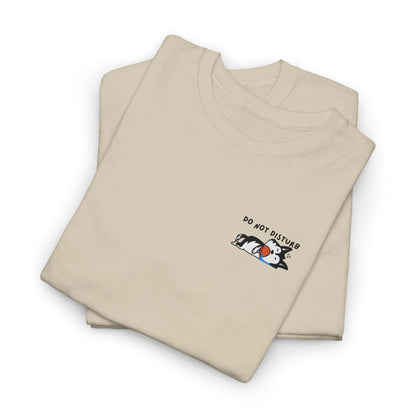 Do Not Disturb Sleepy Dog Embroidered Unisex Graphic Tee, Cozy Cotton Casual Shirt, Everyday Wear, Perfect Gift for Friends, Fun Quote T-Shirt