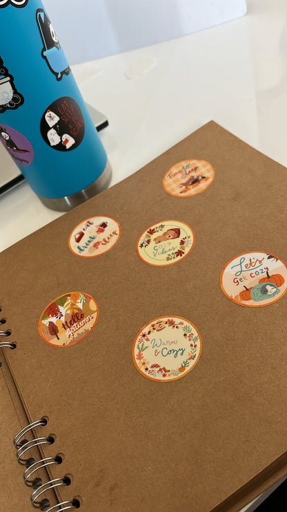 Cozy Autumn / Fall Themed Sticker Sheet (6 Stickers)