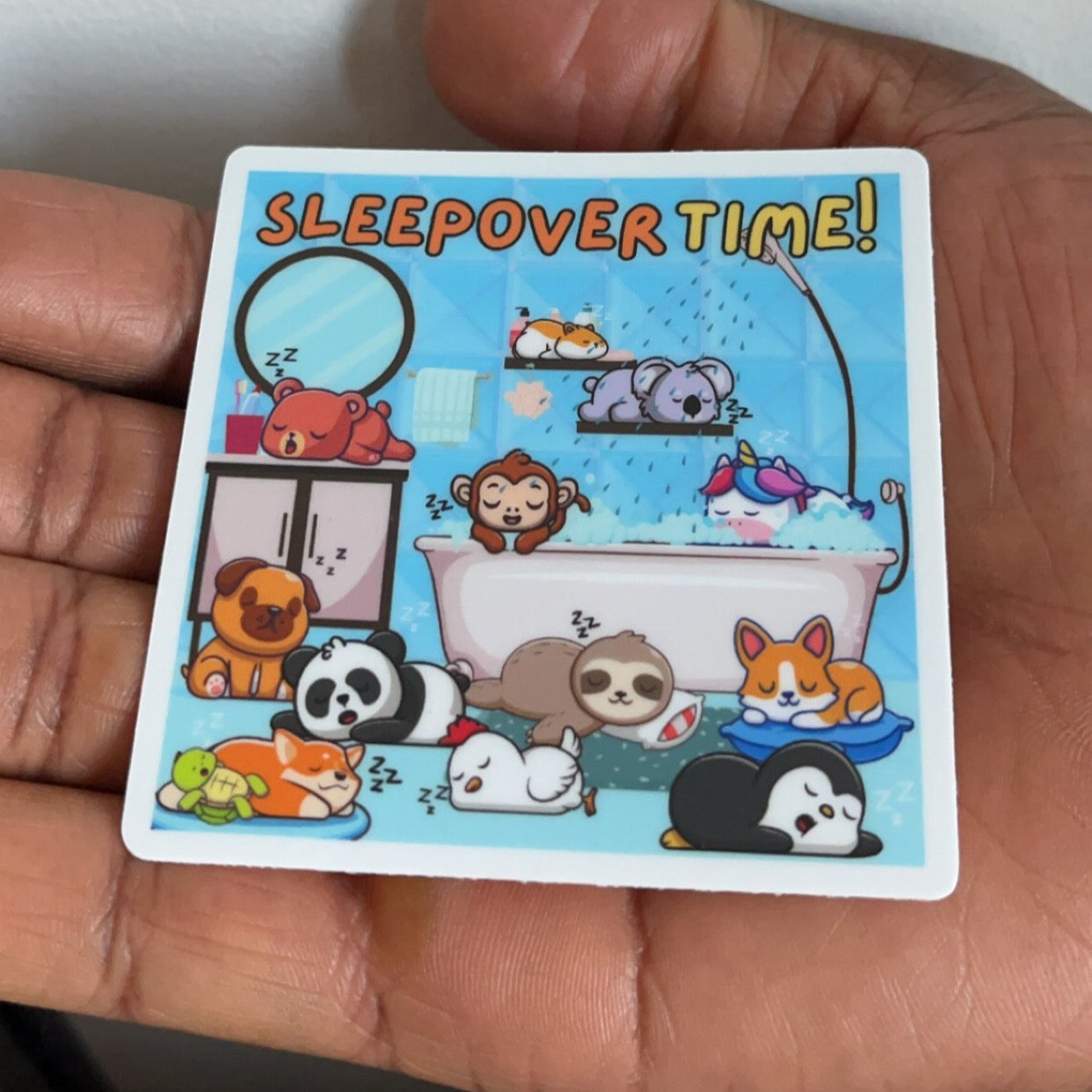 Sleepover Time with Cute Animals Sticker