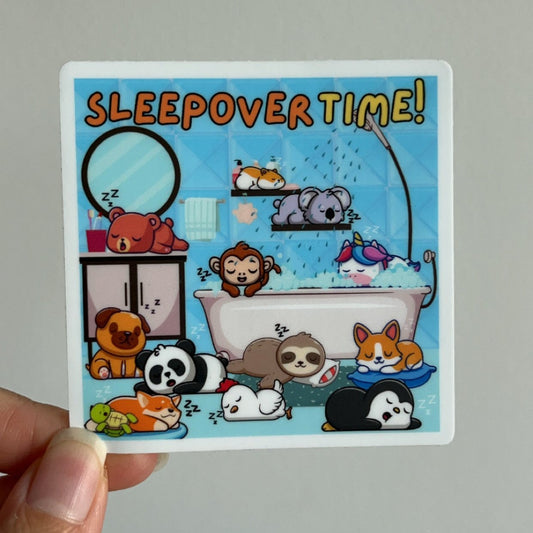 Sleepover Time with Cute Animals Sticker