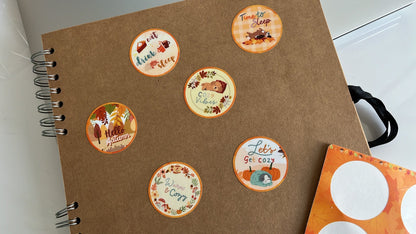 Cozy Autumn / Fall Themed Sticker Sheet (6 Stickers)